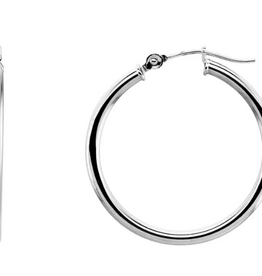 American Jewelry ESTATE 14k White Gold 3x35 Hoop Earrings