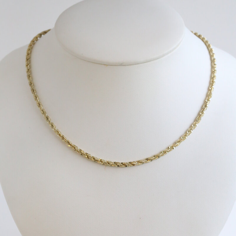 American Jewelry ESTATE 14k Yellow Gold 3mm Rope Chain Necklace (16")