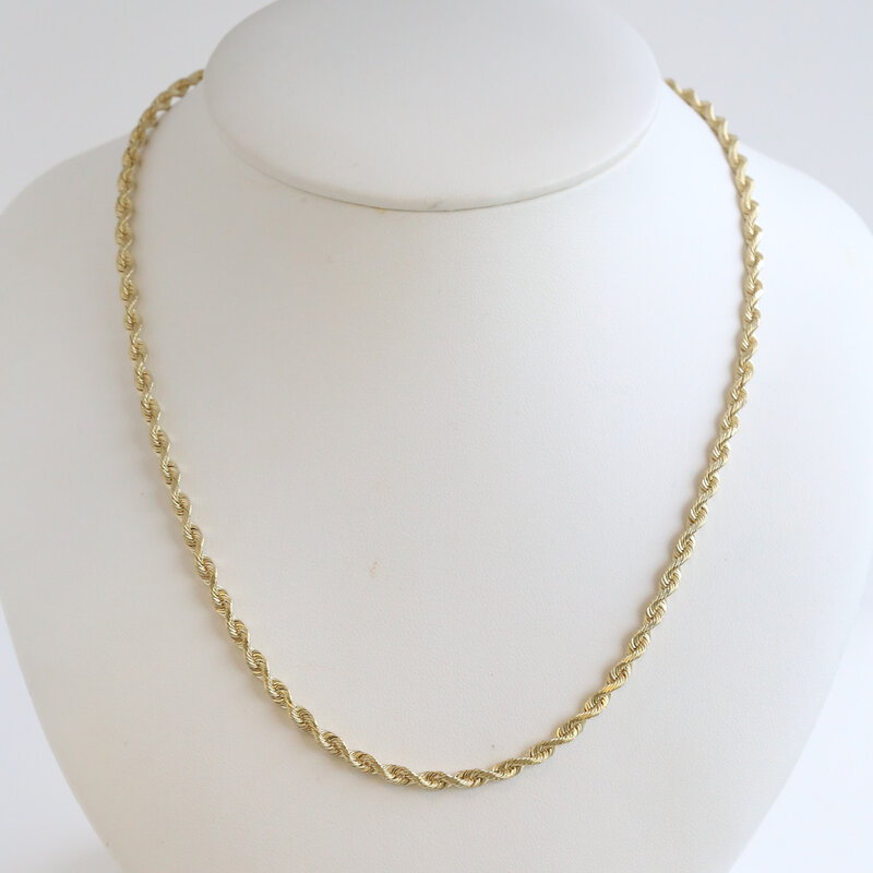 American Jewelry ESTATE 14k yellow Gold 3.75mm Loose Rope Chain Necklace (18")