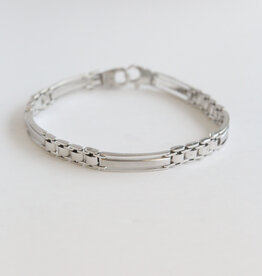 American Jewelry ESTATE 14k White Gold 5.4mm Station Link Bracelet (8")