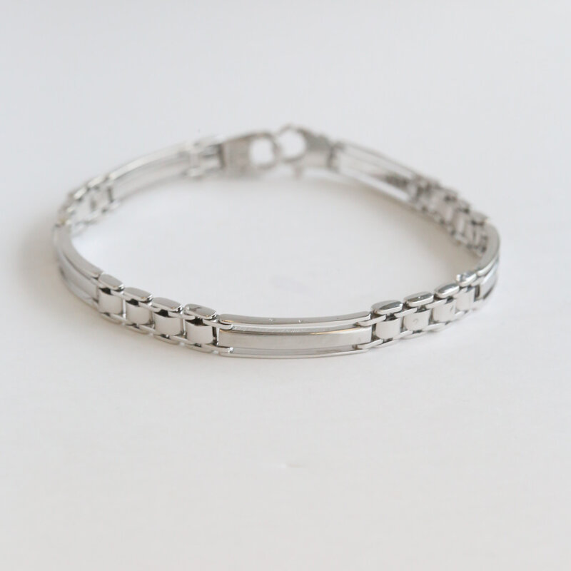 American Jewelry ESTATE 14k White Gold 5.4mm Station Link Bracelet (8")