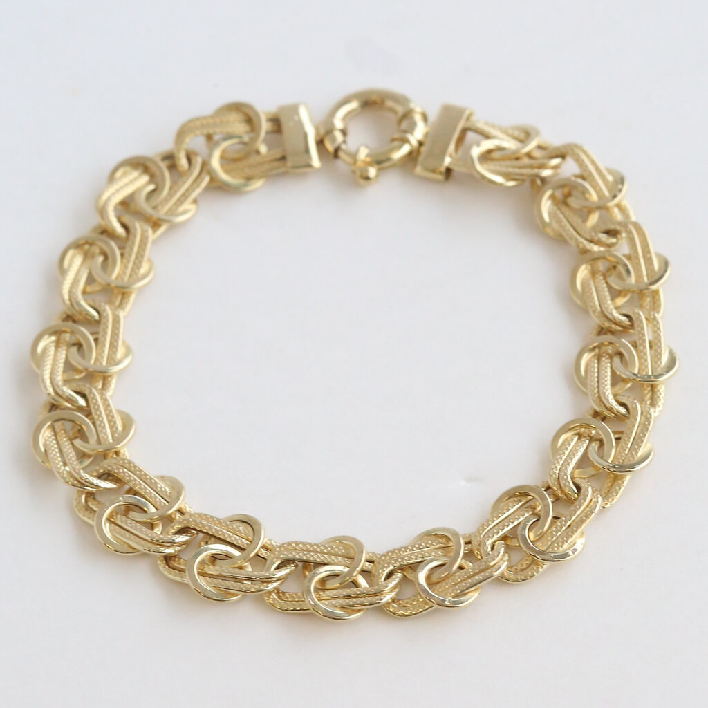 American Jewelry ESTATE 14k Yellow Gold 11mm Fancy Link Bracelet (7.5")