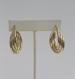 American Jewelry ESTATE Sterling Silver Gold Plated Two Tone Tripple Hoop Earrings
