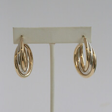 American Jewelry ESTATE Sterling Silver Gold Plated Two Tone Tripple Hoop Earrings