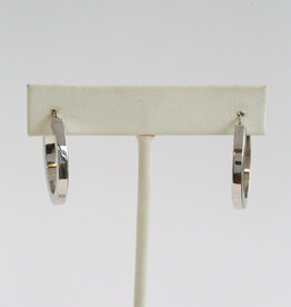American Jewelry ESTATE 14k White Gold 25x3mm Flat Edge Hoop Earrings