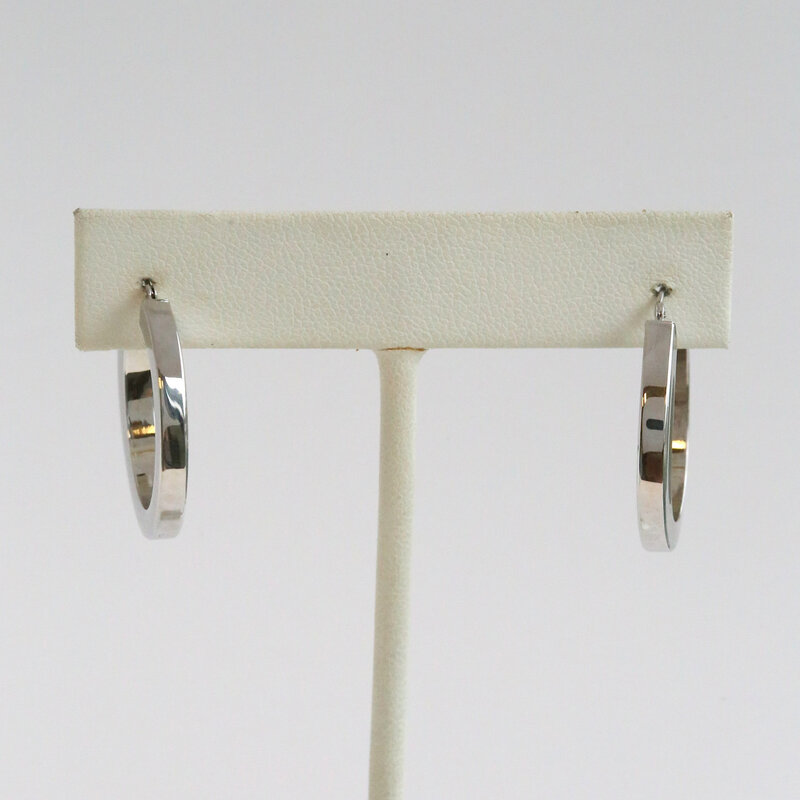 American Jewelry ESTATE 14k White Gold 25x3mm Flat Edge Hoop Earrings