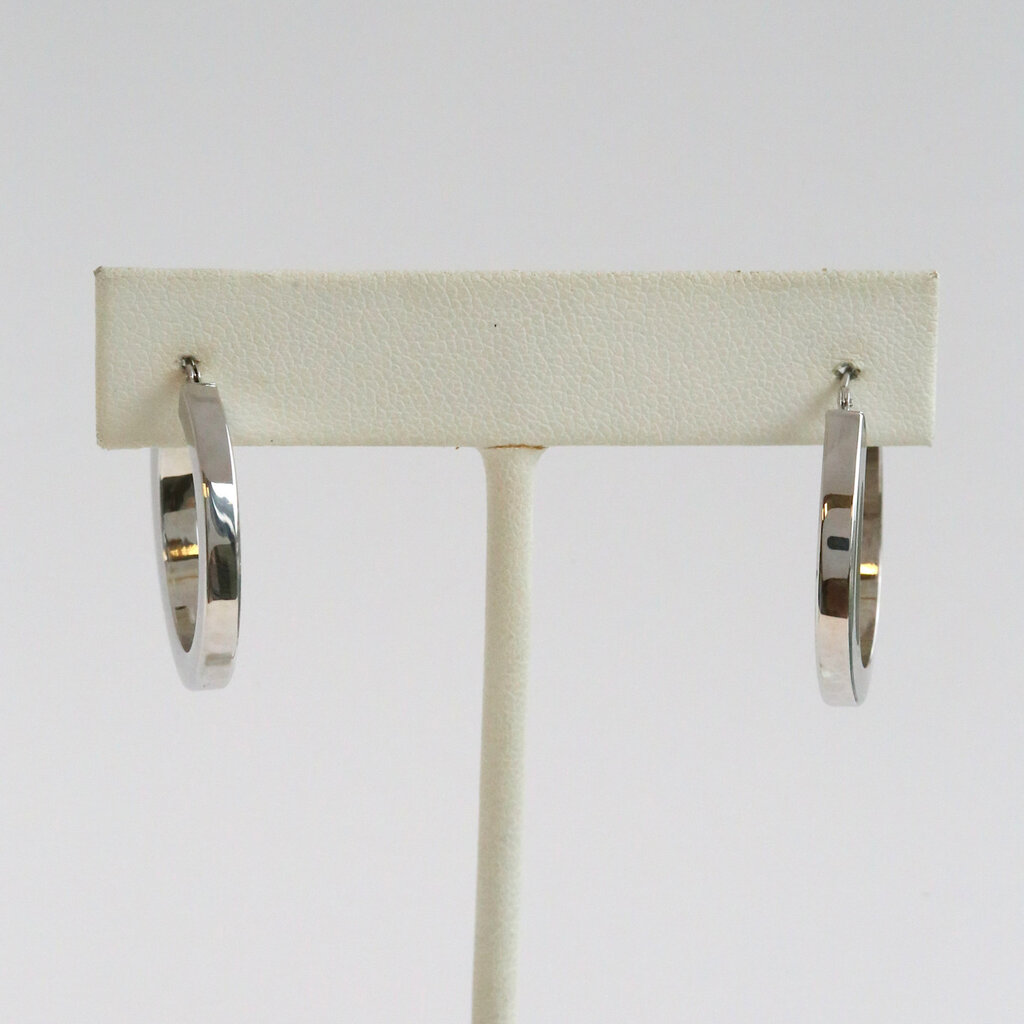 American Jewelry ESTATE 14k White Gold 25x3mm Flat Edge Hoop Earrings