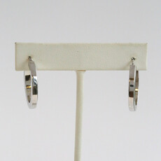American Jewelry ESTATE 14k White Gold 25x3mm Flat Edge Hoop Earrings