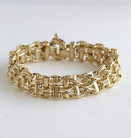 American Jewelry ESTATE 14k Yellow Gold 12mm Fancy Link Bracelet (7")