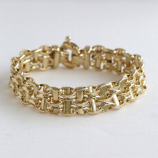 American Jewelry ESTATE 14k Yellow Gold 12mm Fancy Link Bracelet (7")
