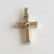 American Jewelry ESTATE 14k Yellow & White Gold Cross Pendant 31.5x21.5mm
