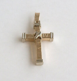 American Jewelry ESTATE 14k Yellow & White Gold Cross Pendant 31.5x21.5mm