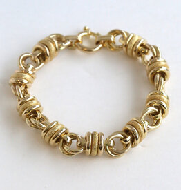 American Jewelry ESTATE 14k Yellow Gold 10.5mm Fancy Link Bracelet (7.5")