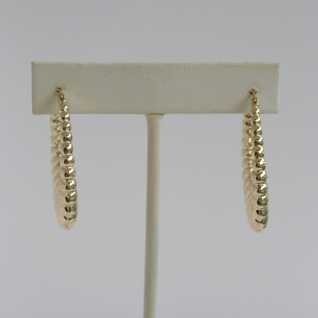 American Jewelry ESTATE 10k Yellow Gold 32x35mm Oval Fancy Hoop Earrings