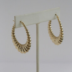 American Jewelry ESTATE 10k Yellow Gold 32x35mm Oval Fancy Hoop Earrings