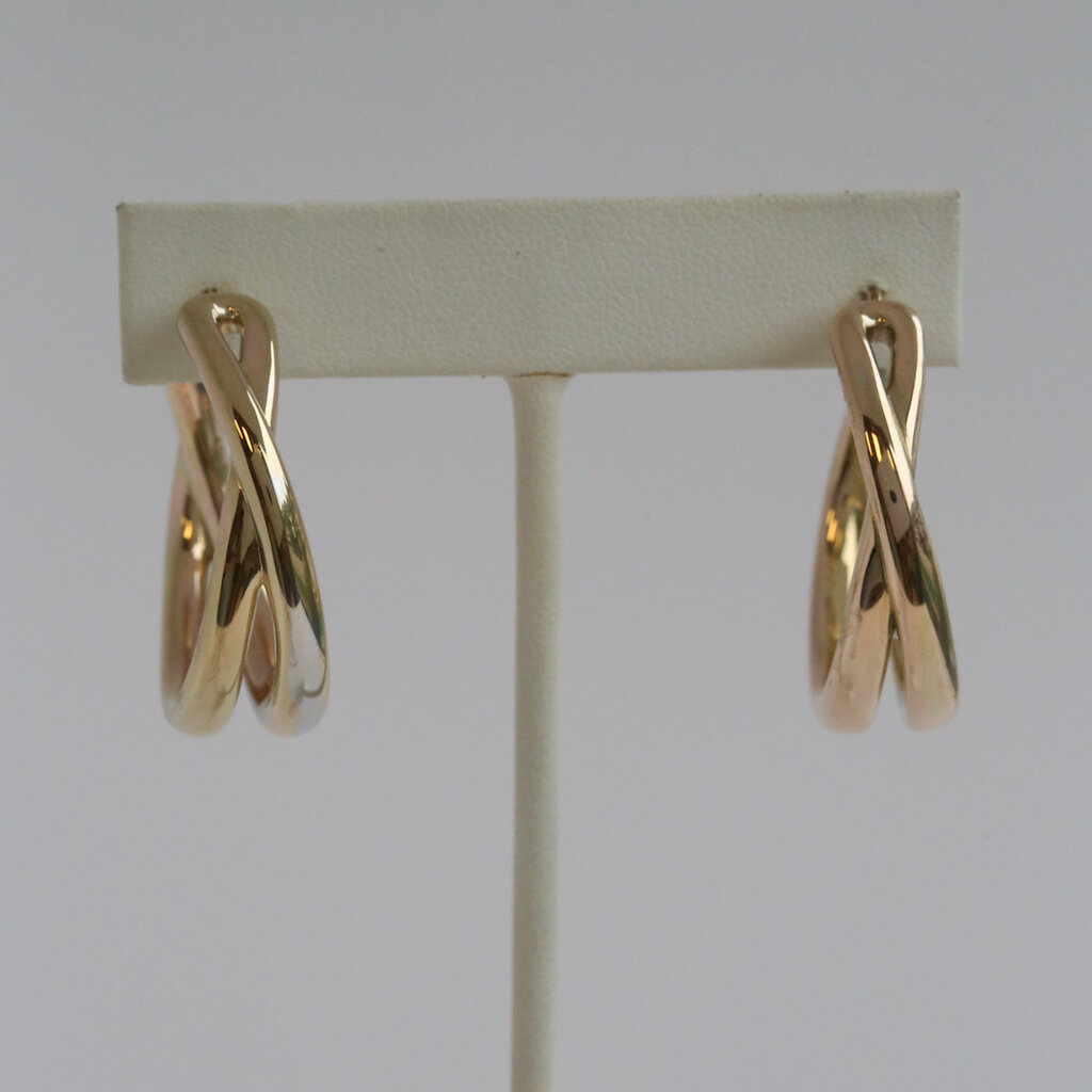 American Jewelry ESTATE 14k Yellow Double Hoop Earrings