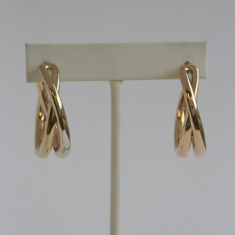 American Jewelry ESTATE 14k Yellow Double Hoop Earrings