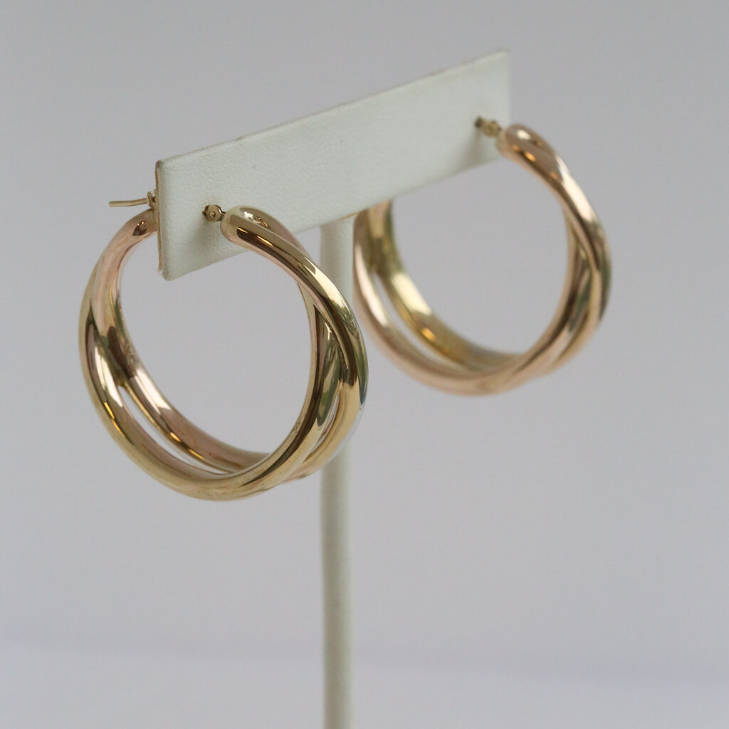 American Jewelry ESTATE 14k Yellow Double Hoop Earrings