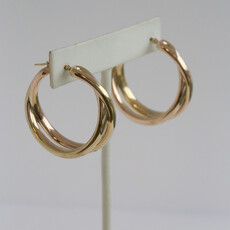 American Jewelry ESTATE 14k Yellow Double Hoop Earrings