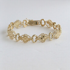 American Jewelry ESTATE 14k Yellow Gold 10mm Milgrain Vintage Style Bracelet (7")