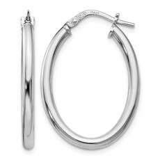 American Jewelry ESTATE 14k White Gold Oval Hoop Earrings