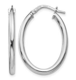 American Jewelry ESTATE 14k White Gold Oval Hoop Earrings