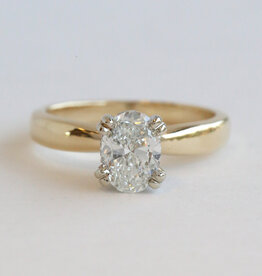 American Jewelry 14k Yellow Gold 1.10ctw (1.00 G/VS1 Ctr) Oval Diamond Hidden Halo Solitaire Engagement Ring