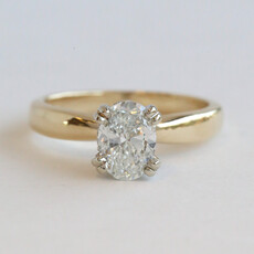 American Jewelry 14k Yellow Gold 1.10ctw (1.00 G/VS1 Ctr) Oval Diamond Hidden Halo Solitaire Engagement Ring