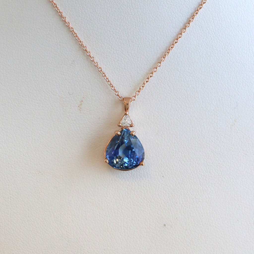 American Jewelry 14k Rose Gold 5.39ct Sapphire .10ctw Diamond Accent Necklace