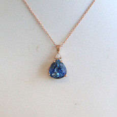 American Jewelry 14k Rose Gold 5.39ct Sapphire .10ctw Diamond Accent Necklace
