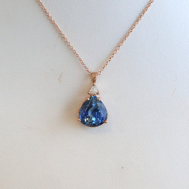 American Jewelry 14k Rose Gold 5.39ct Sapphire .10ctw Diamond Accent Necklace