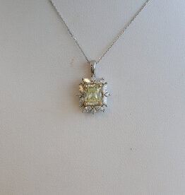 American Jewelry 14k White Gold 2.16ctw (1.51 Y-Z/VS2 GIA Ctr) Cushion Diamond Halo Necklace