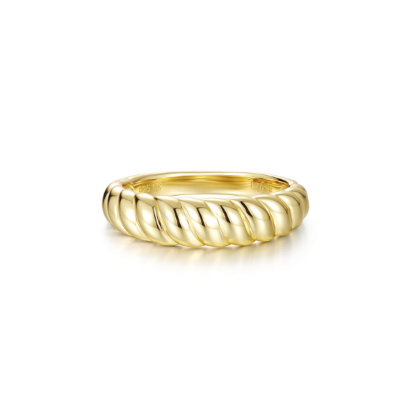 Lafonn Lafonn Silver Gold-Plated Dome Rope Ring (Size 5)