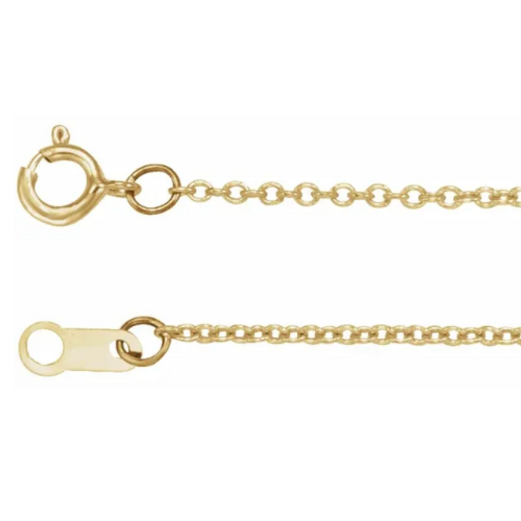American Jewelry 14k Yellow Gold 1mm Cable Chain (18")