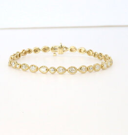 14k Yellow Gold 1.52ctw Alternating Diamond Bezel and Milgrain Link Bracelet