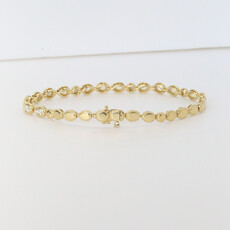 14k Yellow Gold 1.52ctw Alternating Diamond Bezel and Milgrain Link Bracelet