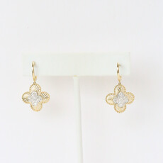 14k Yellow Gold .52ctw Diamond Clover Dangle Earrings