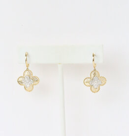 14k Yellow Gold .52ctw Diamond Clover Dangle Earrings