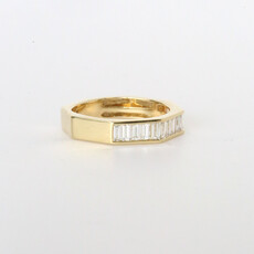 American Jewelry 14k Yellow Gold .75ctw Vertical Baguette Diamond Hexagon Stackable Band (Size 7)