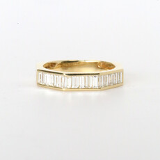 American Jewelry 14k Yellow Gold .75ctw Vertical Baguette Diamond Hexagon Stackable Band (Size 7)