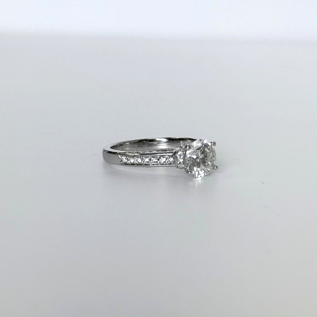18k White Gold 1.59ctw (1.21 I/SI1 Center) Round Diamond Engagement Ring (Size 6.5)