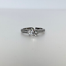 18k White Gold 1.59ctw (1.21 I/SI1 Center) Round Diamond Engagement Ring (Size 6.5)