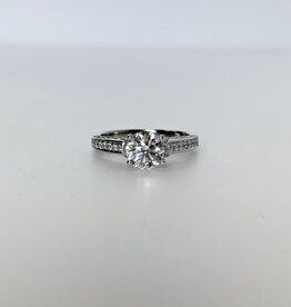 18k White Gold 1.59ctw (1.21 I/SI1 Center) Round Diamond Engagement Ring (Size 6.5)