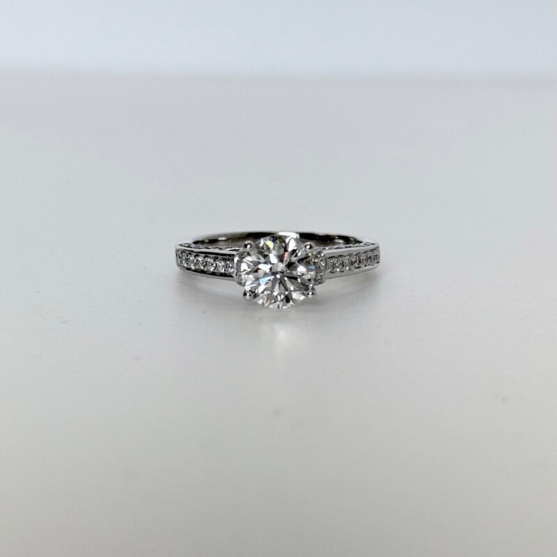 18k White Gold 1.59ctw (1.21 I/SI1 Center) Round Diamond Engagement Ring (Size 6.5)