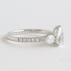 American Jewelry 14k White Gold 1.50ctw Lab Grown Diamond Pear Cut 3 Stone Engagement Ring