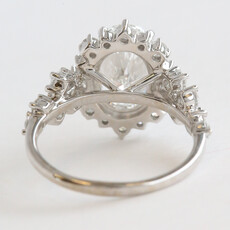 American Jewelry 14k White Gold 4.10ctw (3.01 IGI E/VS1 Ctr) Lab Grown Diamond Oval Wavy Halo Engagement Ring