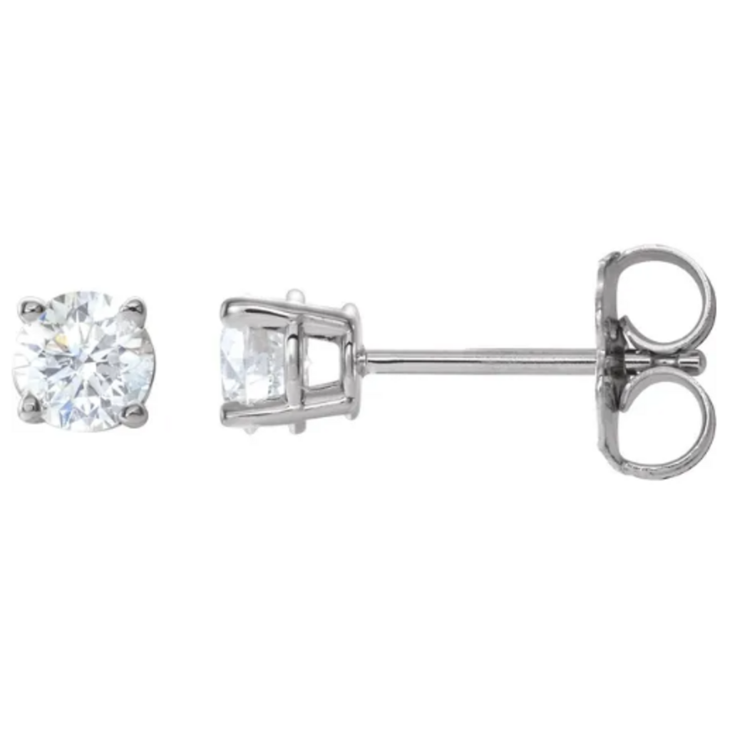 American Jewelry 14k White Gold .50ctw Round Diamond Basket-Set Stud Earrings