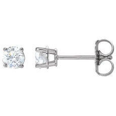 American Jewelry 14k White Gold .50ctw Round Diamond Basket-Set Stud Earrings