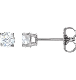 American Jewelry 14k White Gold .50ctw Round Diamond Basket-Set Stud Earrings