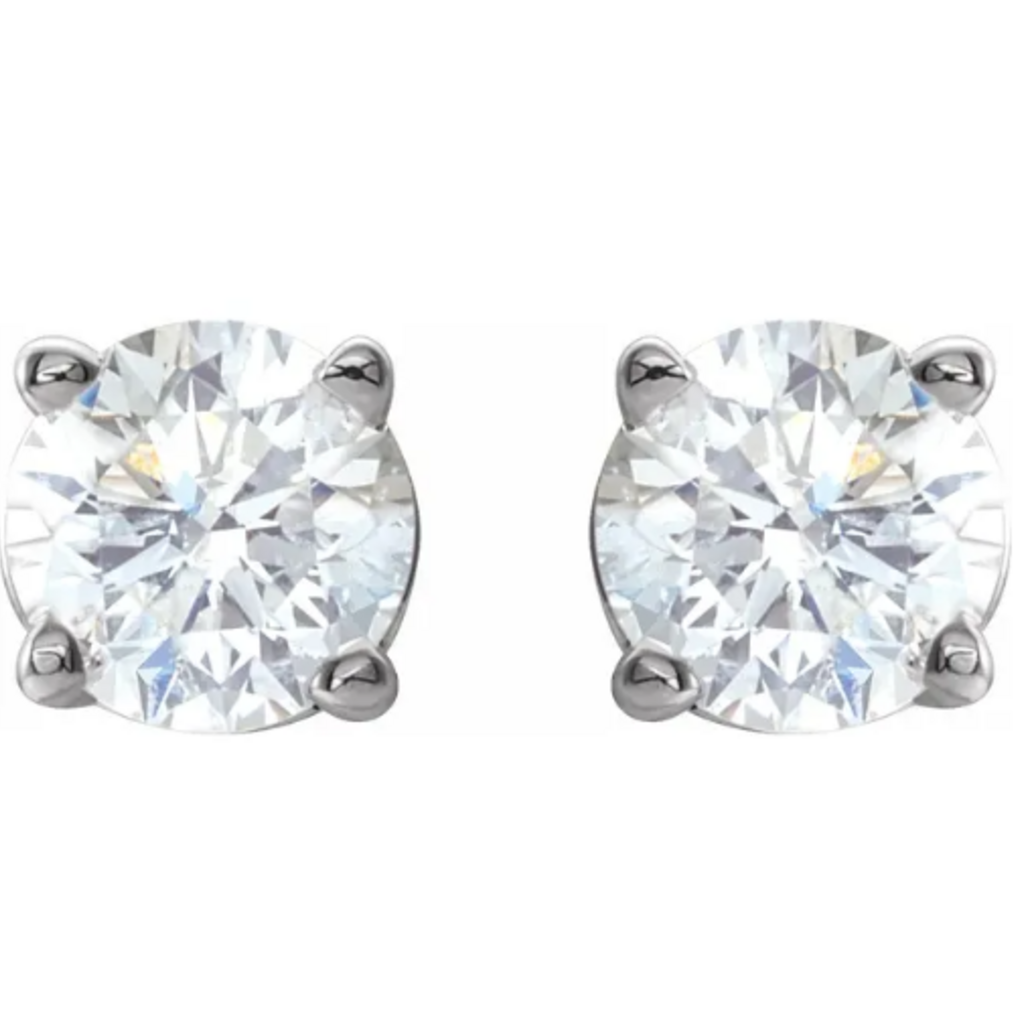 American Jewelry 14k White Gold .50ctw Round Diamond Basket-Set Stud Earrings